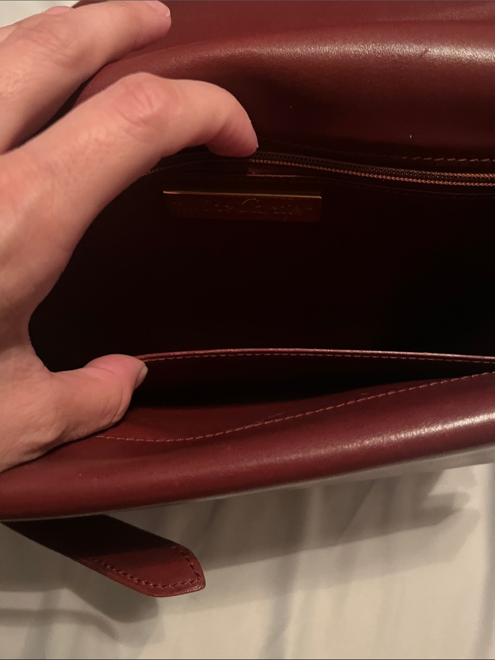 Classic Burgundy Leather Shoulder Bag with Gold Hardware - Picture 12 of 14